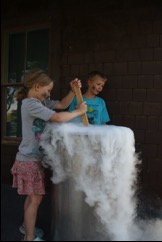 preparing the homemade root beer for the Sunday afternoon barbeque at the Baker Ranch cookhouse